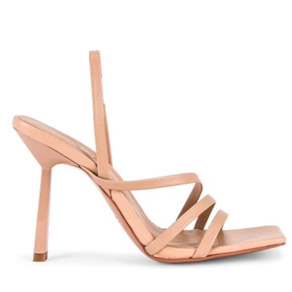 Alias Mae Strappy Heels Natural Leather Size 39 Slingback Square Toe AMAE-WZ233 - Picture 1 of 16
